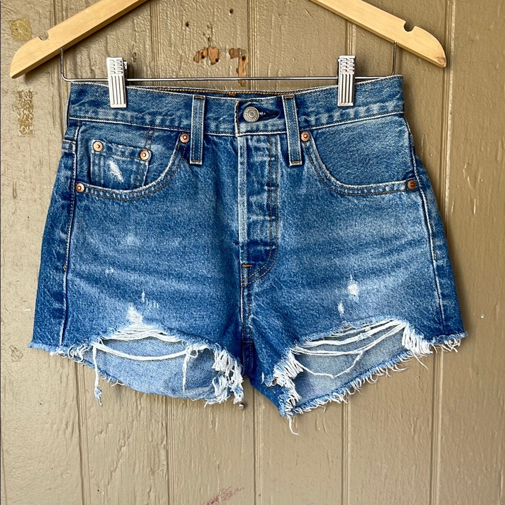 Levi's Blue Jean Shorts  Distressed